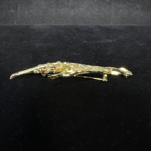 Gold Tone, Pink Aurora Borealis & MOP Bouquet Brooch (4091) - Picture 5 of 6